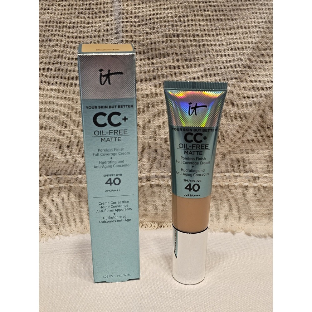 IT Cosmetics CC+ Oil-Free Matte CC Cream Full Coverage Medium Tan 40 1.08oz